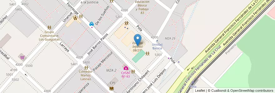 Mapa de ubicacion de Escuela Infantil 08/21°, Villa Lugano en آرژانتین, Ciudad Autónoma De Buenos Aires, Buenos Aires, Comuna 8.