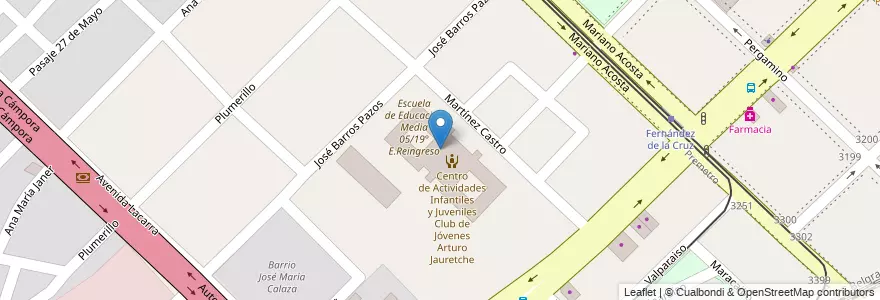 Mapa de ubicacion de Escuela Infantil 11/19°, Villa Soldati en Argentinië, Ciudad Autónoma De Buenos Aires, Buenos Aires, Comuna 8.