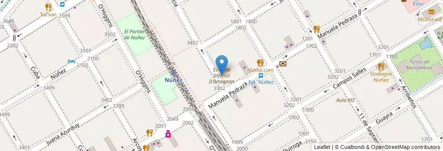 Mapa de ubicacion de Escuela Infantil D'artagnan, Nuñez en Аргентина, Буэнос-Айрес, Буэнос-Айрес, Comuna 13.