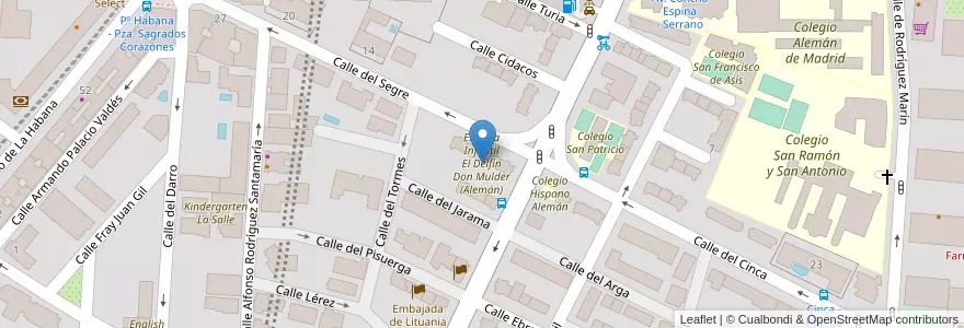 Mapa de ubicacion de Escuela Infantil El Delfín Don Mulder (Alemán) en España, Comunidad De Madrid, Comunidad De Madrid, Área Metropolitana De Madrid Y Corredor Del Henares, Madrid.
