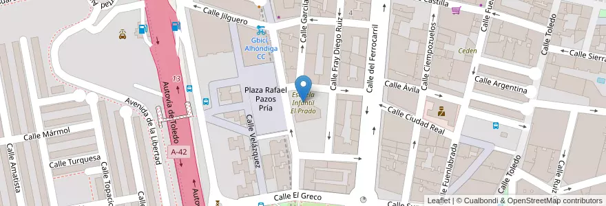 Mapa de ubicacion de Escuela Infantil El Prado en Spagna, Comunidad De Madrid, Comunidad De Madrid, Área Metropolitana De Madrid Y Corredor Del Henares, Getafe.