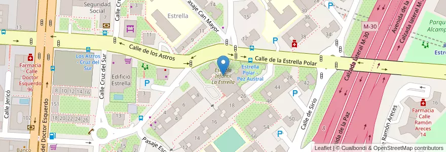 Mapa de ubicacion de Escuela Infantil La Estrella en 스페인, Comunidad De Madrid, Comunidad De Madrid, Área Metropolitana De Madrid Y Corredor Del Henares, 마드리드.