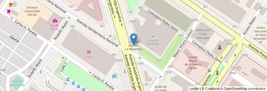 Mapa de ubicacion de Escuela Infantil La Monedita, Retiro en 阿根廷, Ciudad Autónoma De Buenos Aires, Comuna 1, 布宜诺斯艾利斯.