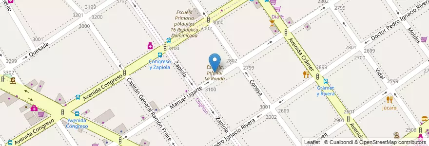 Mapa de ubicacion de Escuela Infantil La Ronda, Belgrano en 阿根廷, Ciudad Autónoma De Buenos Aires, 布宜诺斯艾利斯, Comuna 13.