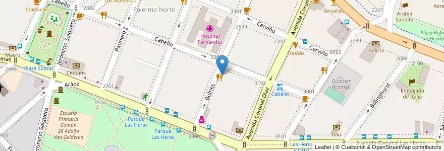 Mapa de ubicacion de Escuela Infantil Mi Tiempo, Palermo en 아르헨티나, Ciudad Autónoma De Buenos Aires, Comuna 2, 부에노스아이레스.