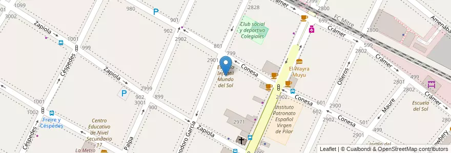 Mapa de ubicacion de Escuela Infantil Mundo del Sol, Colegiales en Argentina, Ciudad Autónoma De Buenos Aires, Buenos Aires, Comuna 13.