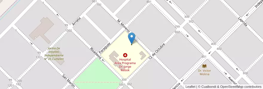 Mapa de ubicacion de Escuela Infantil Nº 1 en الأرجنتين, ريو نيغرو, Departamento Avellaneda, Lamarque.