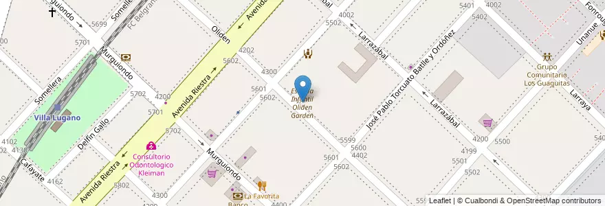 Mapa de ubicacion de Escuela Infantil Oliden Garden, Villa Lugano en 阿根廷, Ciudad Autónoma De Buenos Aires, 布宜诺斯艾利斯, Comuna 8.