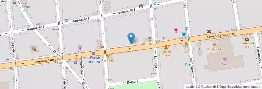 Mapa de ubicacion de Escuela Infantil Pecas y Flequillo, San Cristobal en アルゼンチン, Ciudad Autónoma De Buenos Aires, Comuna 3, ブエノスアイレス.