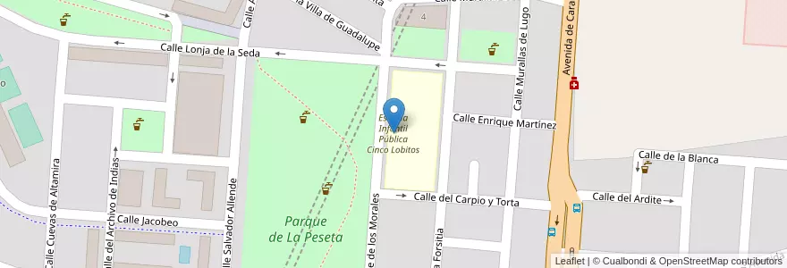 Mapa de ubicacion de Escuela Infantil Pública Cinco Lobitos en スペイン, マドリード州, Comunidad De Madrid, Área Metropolitana De Madrid Y Corredor Del Henares, Madrid.
