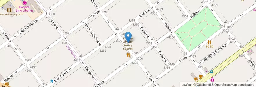 Mapa de ubicacion de Escuela Infantil Risas y Colores, Villa Pueyrredon en Argentinien, Ciudad Autónoma De Buenos Aires, Comuna 12, Buenos Aires, Comuna 11.