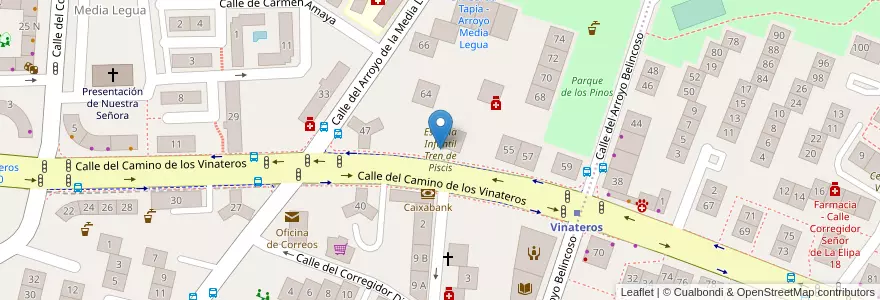 Mapa de ubicacion de Escuela Infantil Tren de Piscis en スペイン, マドリード州, Comunidad De Madrid, Área Metropolitana De Madrid Y Corredor Del Henares, Madrid.