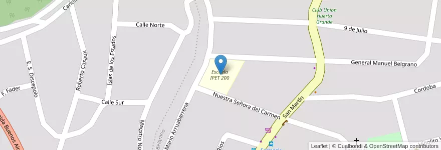 Mapa de ubicacion de Escuela IPET 200 en Arjantin, Córdoba, Departamento Punilla, Pedanía San Antonio, Municipio De Huerta Grande.