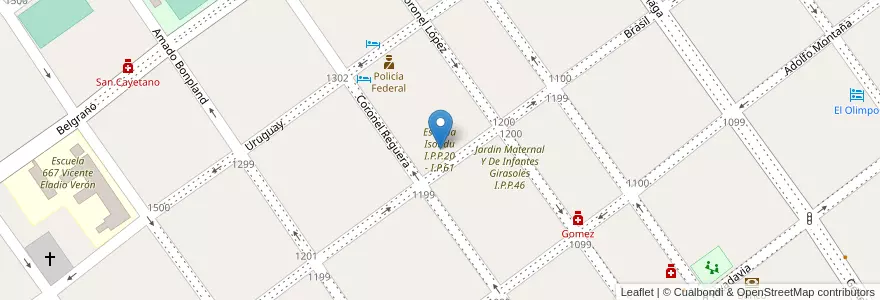 Mapa de ubicacion de Escuela Isondu I.P.P.20 - I.P.61 en 阿根廷, Corrientes, Departamento Paso De Los Libres, Municipio De Paso De Los Libres.