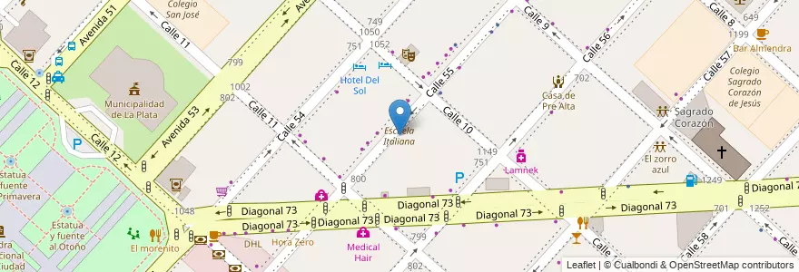 Mapa de ubicacion de Escuela Italiana, Casco Urbano en Argentinië, Buenos Aires, Partido De La Plata, La Plata.
