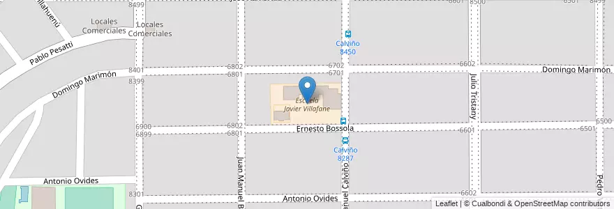 Mapa de ubicacion de Escuela Javier Villafane en アルゼンチン, コルドバ州, Departamento Capital, Pedanía Capital, Córdoba, Municipio De Córdoba.
