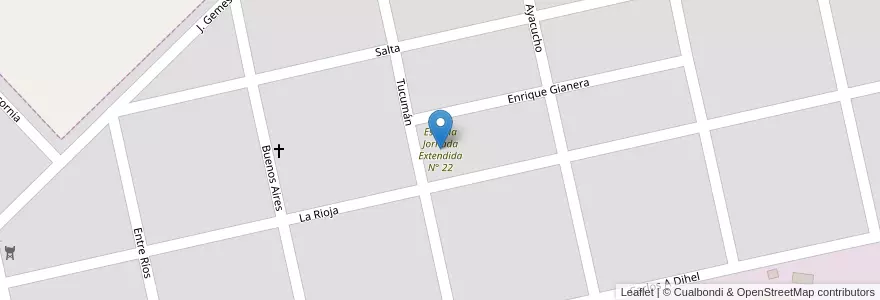 Mapa de ubicacion de Escuela Jornada Extendida N° 22 en Аргентина, Буэнос-Айрес, Partido De Rivadavia, América.