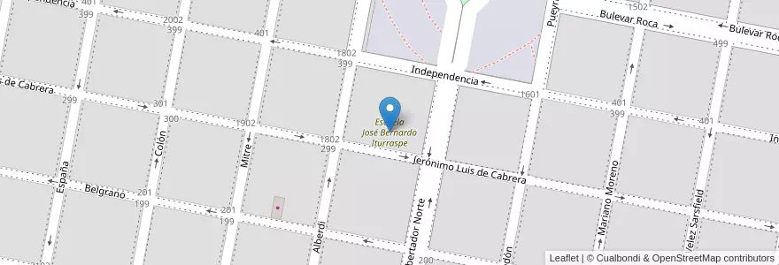 Mapa de ubicacion de Escuela José Bernardo Iturraspe en アルゼンチン, コルドバ州, Departamento San Justo, Pedanía Juárez Celman, Municipio De San Francisco, San Francisco.