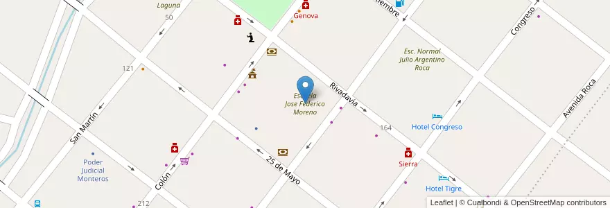 Mapa de ubicacion de Escuela Jose Federico Moreno en Argentinien, Tucumán, Departamento Monteros, Municipio De Monteros, Monteros.