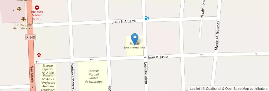 Mapa de ubicacion de Escuela José Hernández en Argentinië, Chili, Mendoza, Departamento Tunuyán, Distrito Ciudad De Tunuyán.