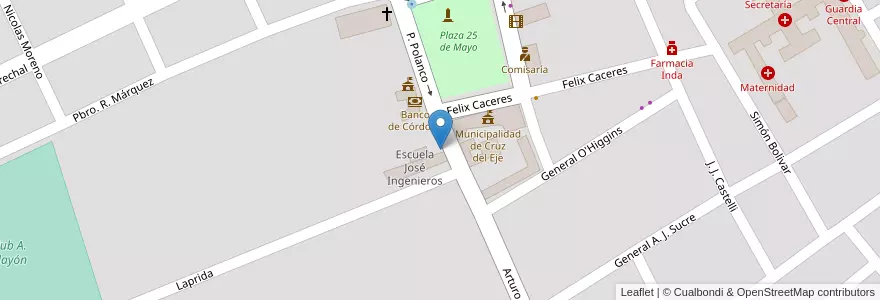 Mapa de ubicacion de Escuela José Ingenieros en 阿根廷, Córdoba, Departamento Cruz Del Eje, Municipio De Cruz Del Eje, Pedanía Cruz Del Eje, Cruz Del Eje.