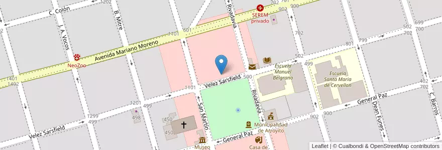 Mapa de ubicacion de Escuela José María Paz en Argentina, Córdoba, Departamento San Justo, Municipio Arroyito, Pedanía Arroyito, Arroyito.