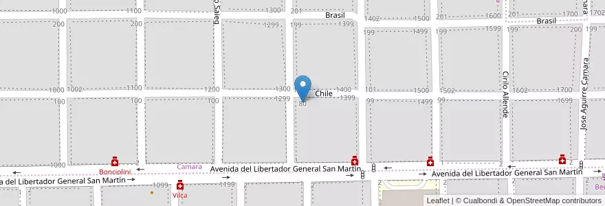 Mapa de ubicacion de Escuela José María Paz en Argentinië, Córdoba, Departamento Santa María, Pedanía Alta Gracia, Municipio De Alta Gracia, Alta Gracia.