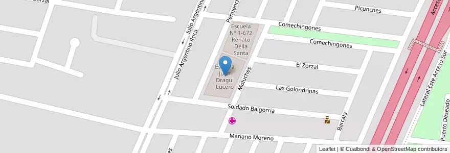Mapa de ubicacion de Escuela Juan Dragui Lucero en 아르헨티나, 칠레, Mendoza, Godoy Cruz, Distrito Las Tortugas.