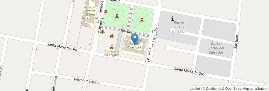 Mapa de ubicacion de Escuela Juan Jufré en Argentina, San Juan, Chile, Angaco.