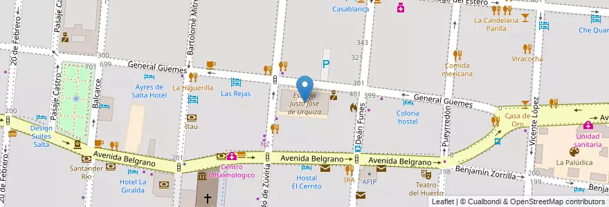 Mapa de ubicacion de Escuela Justo José de Urquiza en Argentinië, Salta, Capital, Municipio De Salta, Salta.