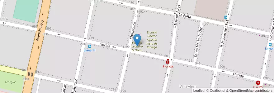 Mapa de ubicacion de Escuela Leandro N. Alem en الأرجنتين, Tucumán, San Miguel De Tucumán, Departamento Capital, San Miguel De Tucumán.