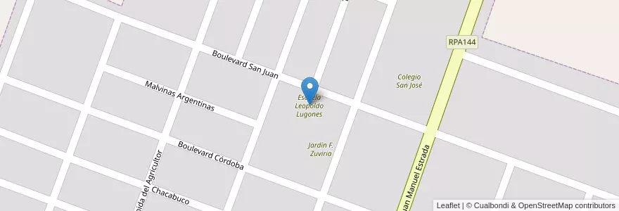 Mapa de ubicacion de Escuela Leopoldo Lugones en Argentina, Córdoba, Departamento Unión, Pedanía Bell Ville, Municipio De Morrison, Morrison.
