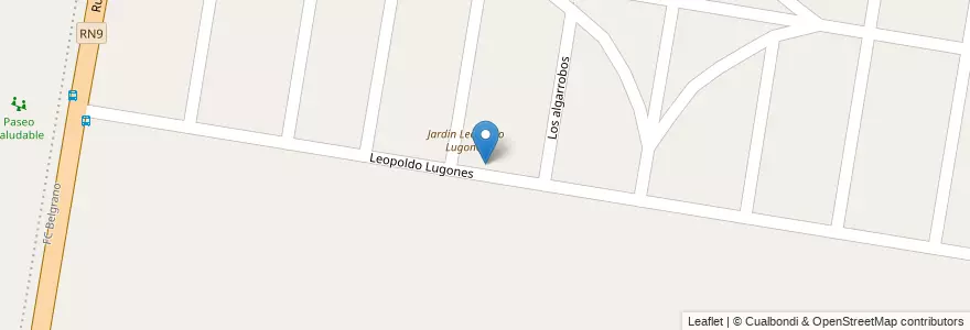 Mapa de ubicacion de Escuela Leopoldo Lugones en アルゼンチン, コルドバ州, Departamento Colón, Municipio De Estación Juárez Celman, Pedanía Constitución.