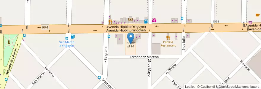 Mapa de ubicacion de Escuela M 14 en Arjantin, Buenos Aires, Partido De Morón, Morón.