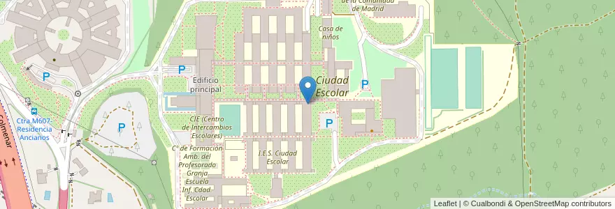 Mapa de ubicacion de Escuela Madrileña Alta Montaña. Centro de Formación en Spagna, Comunidad De Madrid, Comunidad De Madrid, Área Metropolitana De Madrid Y Corredor Del Henares, Madrid.