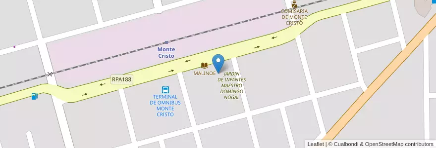 Mapa de ubicacion de ESCUELA MAESTRO DOMINGO NOGAL en Argentinien, Provinz Córdoba, Municipio De Monte Cristo, Departamento Colón, Pedanía Constitución, Monte Cristo.