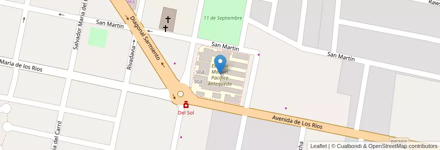 Mapa de ubicacion de Escuela Manuel Pacífico Antequeda en Argentinien, San Juan, Chile, Caucete.