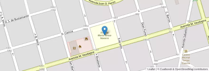 Mapa de ubicacion de Escuela María Teresa Navarro en Arjantin, Córdoba, Departamento San Justo, Municipio Arroyito, Pedanía Arroyito, Arroyito.