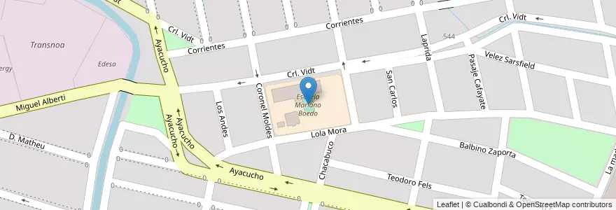 Mapa de ubicacion de Escuela Mariano Boedo en アルゼンチン, サルタ州, Capital, Municipio De Salta, Salta.