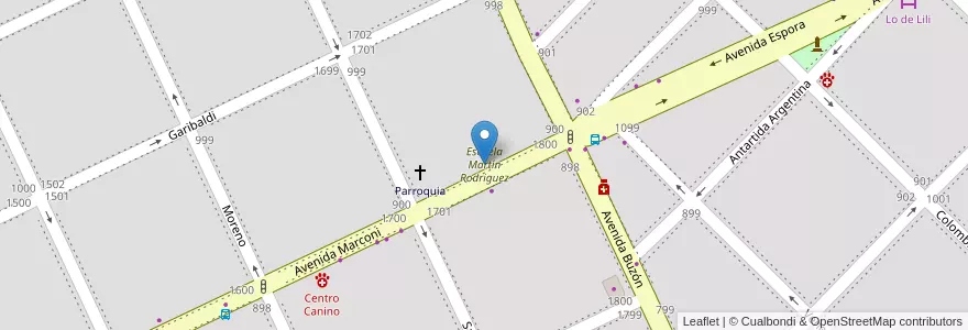 Mapa de ubicacion de Escuela Martín Rodriguez en Argentina, Buenos Aires, Partido De Tandil, Tandil.