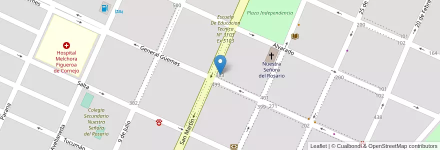 Mapa de ubicacion de Escuela Martina Silva de Gurruchaga Ex 173 en アルゼンチン, サルタ州, Rosario De La Frontera, Municipio De Rosario De La Frontera, Rosario De La Frontera.