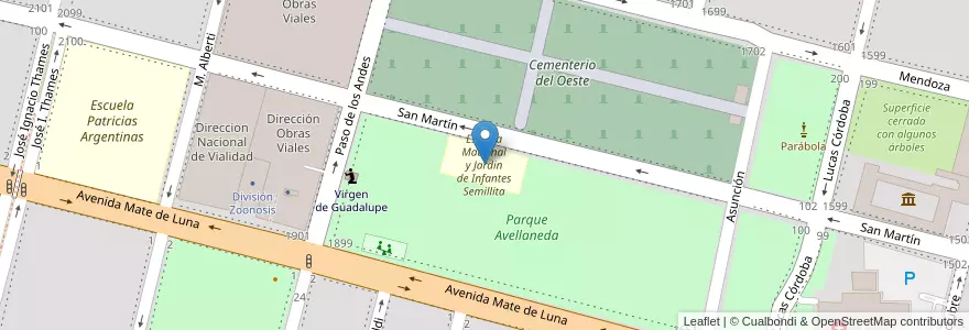 Mapa de ubicacion de Escuela Maternal y Jardin de Infantes Semillita en 아르헨티나, Tucumán, San Miguel De Tucumán, Departamento Capital, San Miguel De Tucumán.