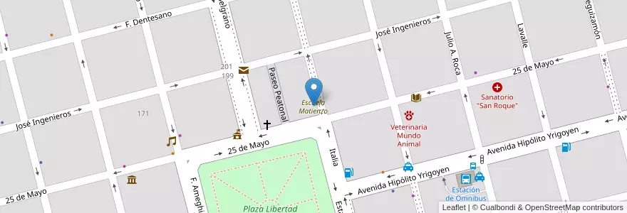 Mapa de ubicacion de Escuela Matienzo en アルゼンチン, サンタフェ州, Departamento Castellanos, Municipio De Sunchales.