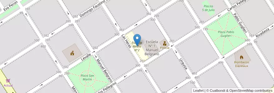 Mapa de ubicacion de Escuela Media N°2 en Argentina, Buenos Aires, Partido De Daireaux, Daireaux.