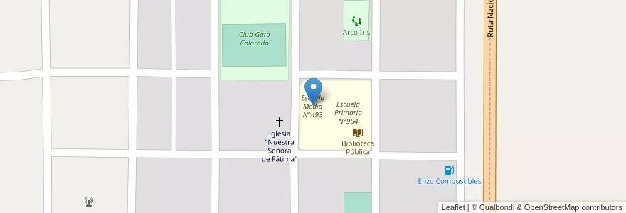 Mapa de ubicacion de Escuela Media N°493 en الأرجنتين, سانتا في, Municipio De Gato Colorado, Gato Colorado.