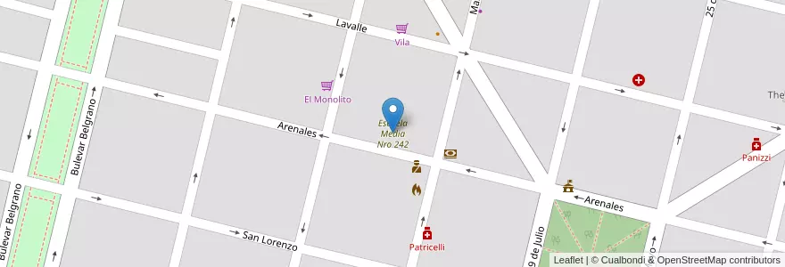 Mapa de ubicacion de Escuela Media Nro 242 en Argentinien, Santa Fe, Departamento Iriondo, Municipio De Totoras.