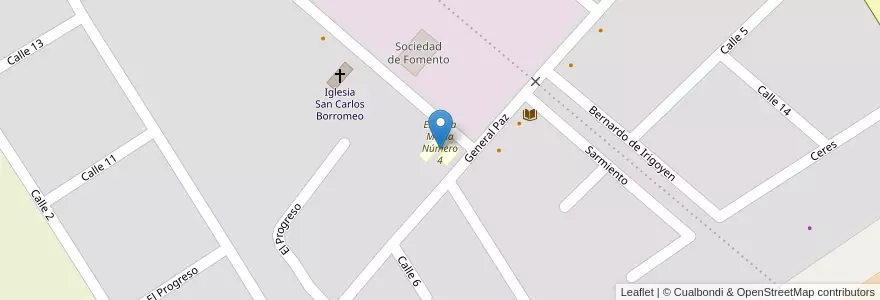 Mapa de ubicacion de Escuela Media Número 4 en アルゼンチン, ブエノスアイレス州, Partido De Luján, Carlos Keen.