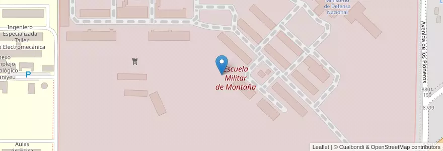 Mapa de ubicacion de Escuela Militar de Montaña en الأرجنتين, تشيلي, ريو نيغرو, Departamento Bariloche, Municipio De San Carlos De Bariloche, San Carlos De Bariloche.