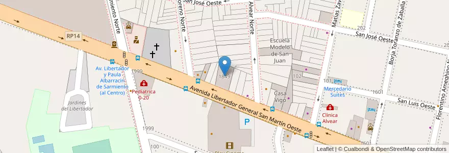 Mapa de ubicacion de Escuela Modelo de San Juan en Argentinië, San Juan, Chili, Capital.