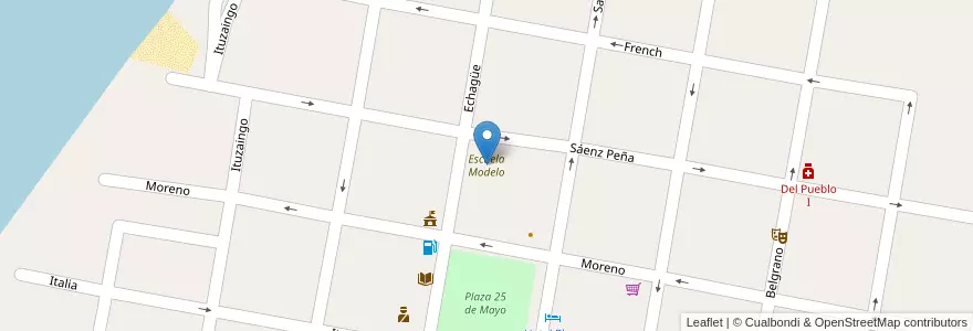 Mapa de ubicacion de Escuela Modelo en Argentina, Entre Ríos, Departamento La Paz, Distrito Estacas, La Paz.